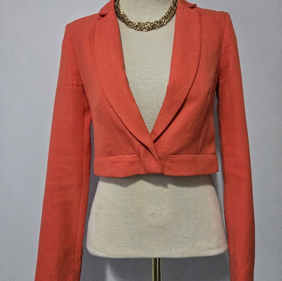 W118 BY WALTER BAKER Orange Midzipped Blazer. Size XS - Picture 9 of 15
